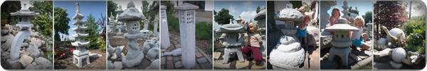 Steinlaternen für den asiatischen, chinesischen und japanischen Garten aus Granit, Sandstein und Lava.