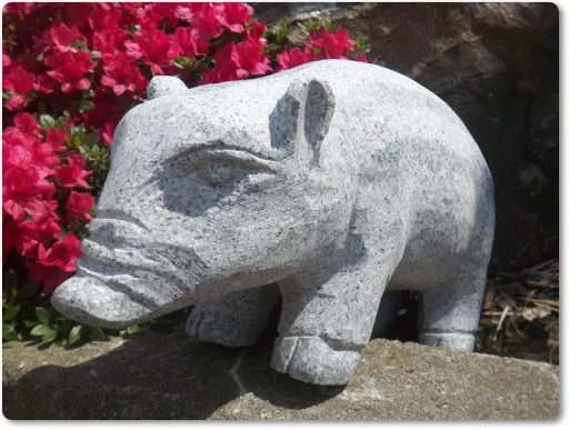 Schwein Ferkel aus Granit für die Gartendekoration