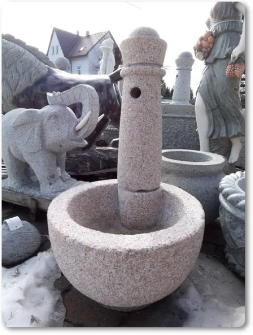 Gartenbrunnen aus Granit rund