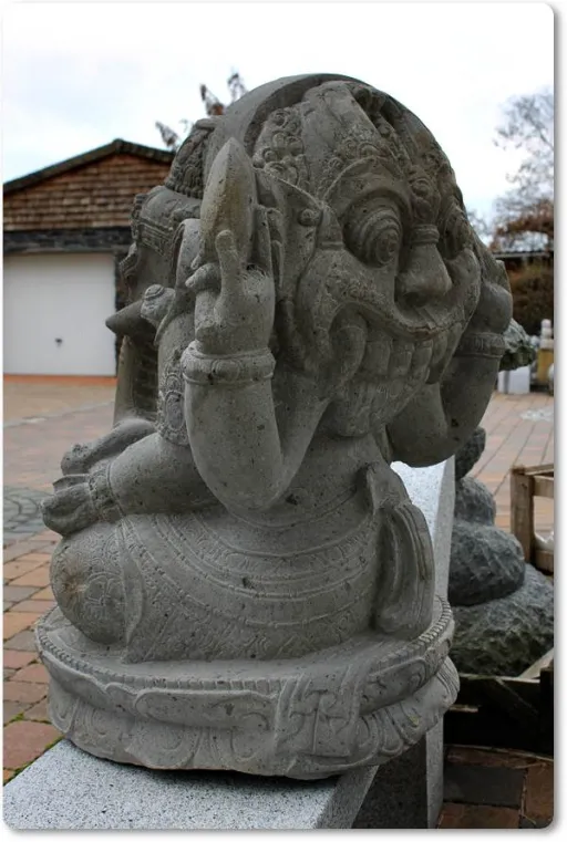 Ganesha Hinduismus Buddhismus Gott Götterbote Ganapati Stein Lavastein Grau 40cm 