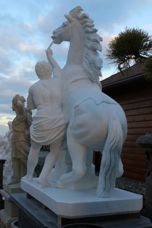 Skulptur des Pferdebändigers von hinten