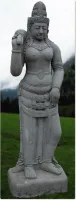 Steinfigur Lakshmi aus grauem Lavagestein