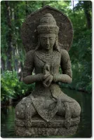 Steinfigur Siwa Tedeng aus Naturstein Basanit zur Gartendekoration