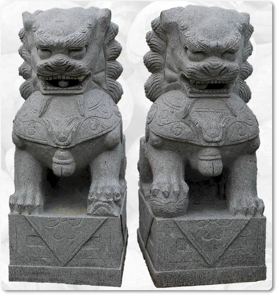 Chinesische Wächterlöwen aus Granit