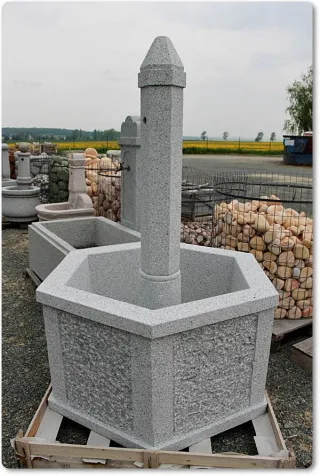 Gartenbrunnen sechseckig aus Granit für die Gartendekoration