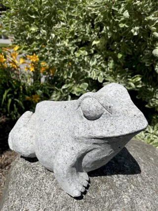 Frosch aus dem Naturstein Granit für den Gartenteich