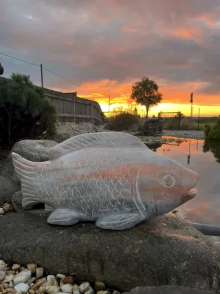 Koi Fisch aus Naturstein (Marmor...