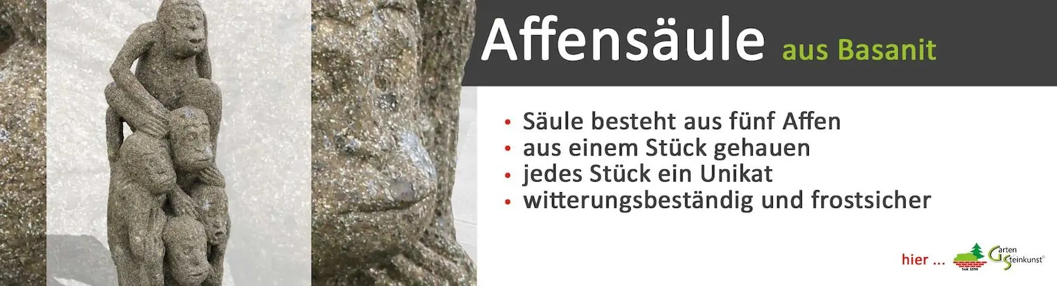 Affen aus Naturstein Basanit für den Garten