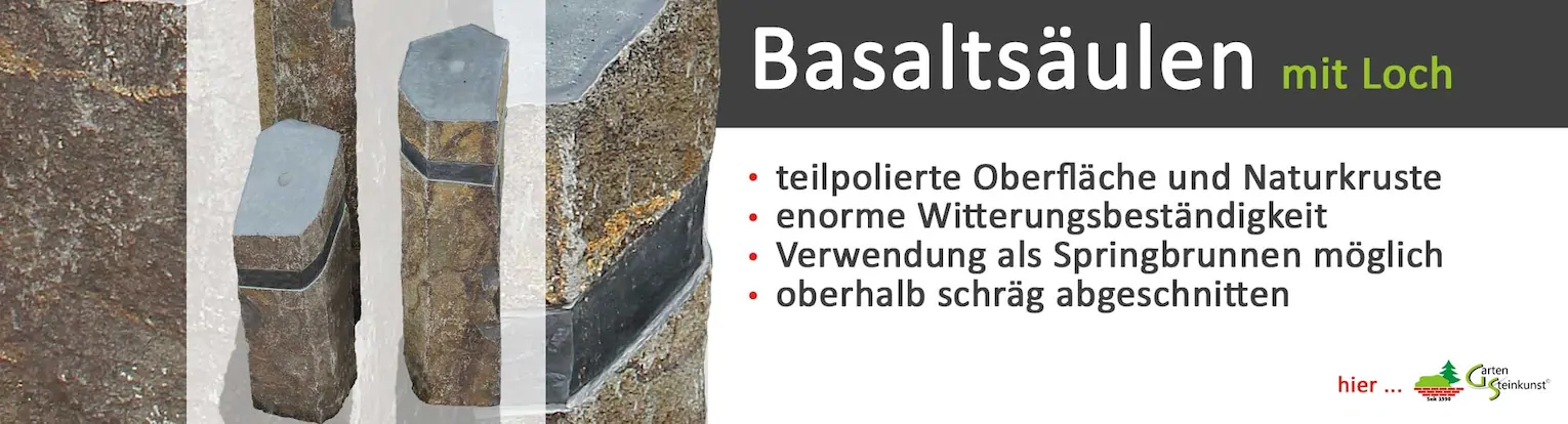 Basaltsäulen mit Loch und schräg abgeschittenem Kopf