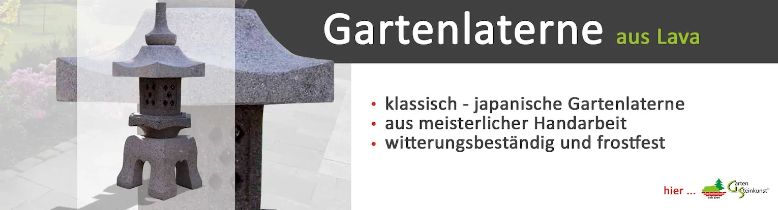 Japanische Gartenlaterne aus dem Naturstein Lava