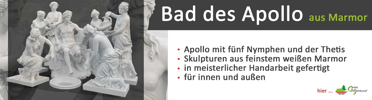 Skulpturengruppe Bad des Apollo aus weißem Marmor