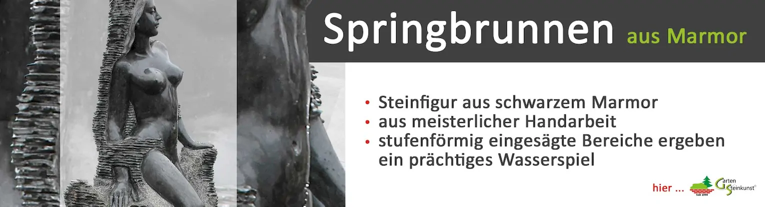 Springbrunnen in Form einer Steinfigur mit Becken