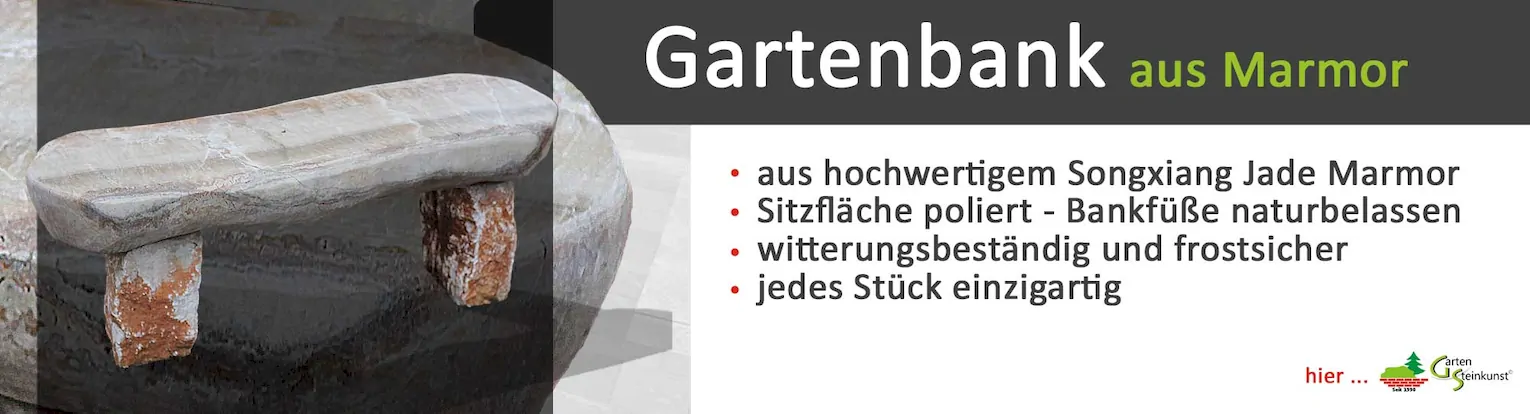 Steinbank aus Jademarmor für den Garten
