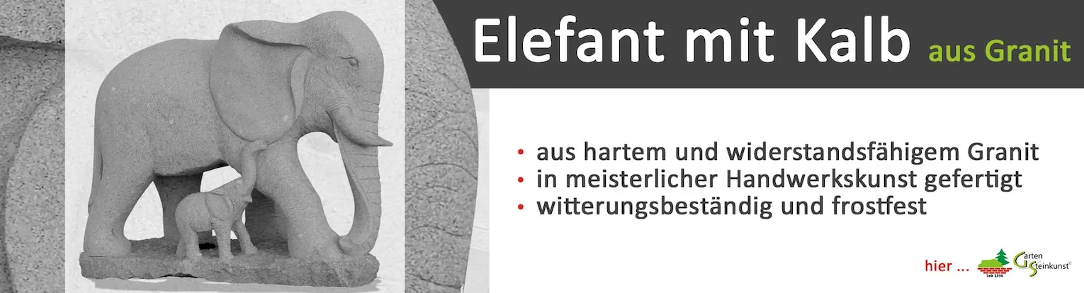 Elefant mit Kalb aus Granit